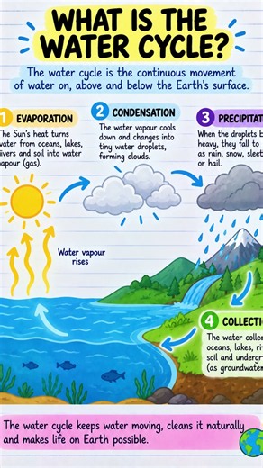 What Is the Water Cycle? 💧🌍 | Explained Simply | WATER CYCLE #youtubeshorts #watercycle #nature