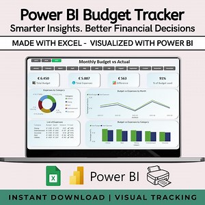 Power BI Monthly Budget Tracker | Budget Vs Actual Expense Dashboard - Etsy
