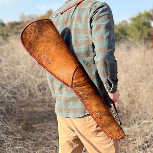 Leather Rifle Shotgun Scabbard With Shoulder Strap| Shotgun Case | Cow Hide Fur | Brown Black | Long Gun Holster | Rifle & Shotgun Sleeve - Etsy