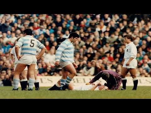 Federico Mendez met KO Paul Ackford Angleterre Argentine 1990 Rugby
