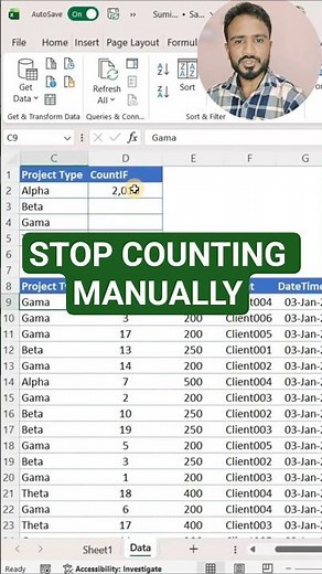 #shorts Excel COUNTIF with Practical Example #excel #excelforbeginners