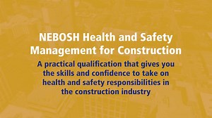 Introducing the NEBOSH Health and Safety Management for Construction. Available in UK or International options, this is a practical qualification that gives you the skills and confidence to take on health and safety responsibilities in the construction industry. For more information visit: https://www.nebosh.org.uk/our-news-and-events/our-news/nebosh-launches-a-new-qualification-to-boost-health-and-safety/ *This replaces the NEBOSH Certificate in Construction Health and Safety. | NEBOSH