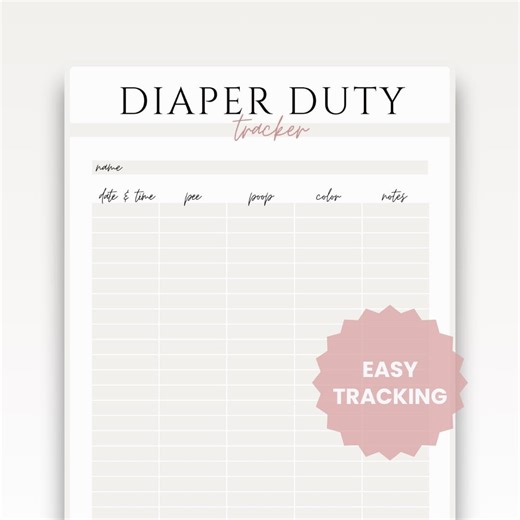 Diaper Tracking Log Baby Change Tracker Printable Nursery Chart Daily Record Sheet Download Digital File Organization System Baby Care Log - Etsy