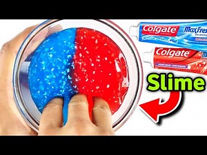 DUAL-TONE COOLING CRYSTAL SLIME❤💙 How to make Colgate Max Fresh Toothpaste Slime at home easy [ASMR]