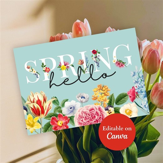 Real Estate Spring Postcard, Hello Spring Realtor Mailer, Farming Marketing Card, Canva Editable - Etsy