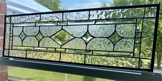 Handmade Beveled Diamond Stained Glass Window Panel Textured Clear Glass Approx. 29.5” X 9” - Etsy