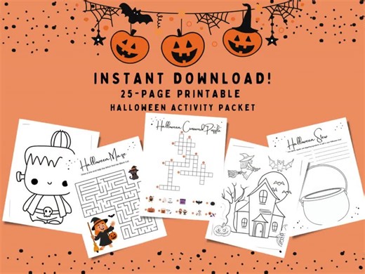 Halloween Activity Packet: 25 Printable Pages, Games, Coloring (PDF) - Etsy