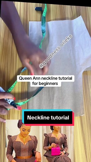 Queen ann neckline tutorial for beginners✅🧵. . #sewingtutorial #goodnessorieke