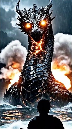 EPIC SEA MONSTER ASMR 🌊⚡ Ocean Storm & Dragon Ambience #asmrshorts #aivideo #shorts