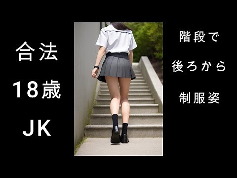 階段で後ろから制服姿：【合法JK18歳】AI制服フェチ写真集～Japan 18-year-old high school girl AI uniform fetish photo collection