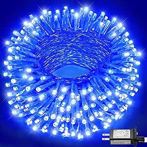 66FT 200 LED Outdoor String Lights, Plug in Christmas Lights Indoor Waterproof, 8 Modes Connectable Twinkle Fairy Lights Clear Wire for Home Garden Patio Wedding Party Decorations, Blue