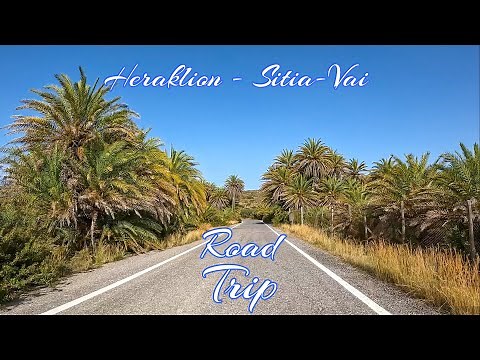 Greece Crete Road trip East Crete: Driving from Heraklion Airport to Sitia & Vai Palm beach 4K