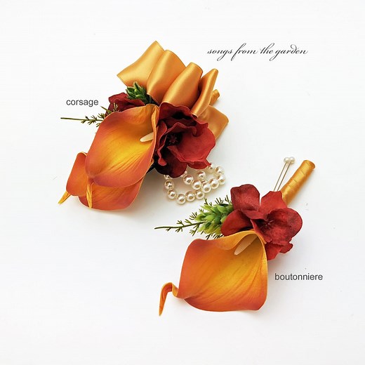 Orange Calla Lily Boutonniere Corsage – Prom Homecoming Wedding Choose Your Ribbon - Etsy