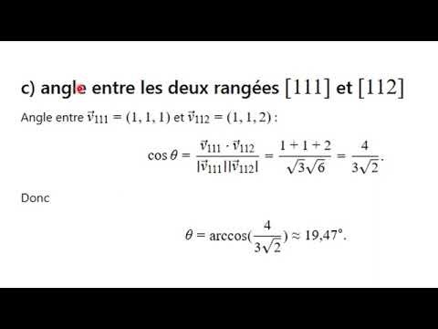 Exercice 4 Série 1 Réseau cubique : comment trouver la distance et l’angle entre [111] et [112] ?