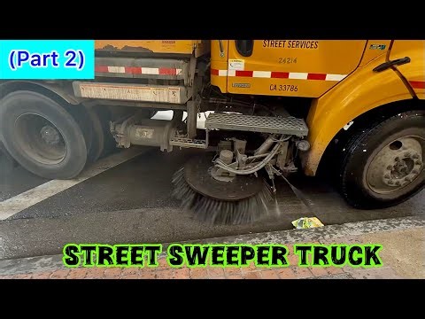 Four STREET SWEEPER TRUCKS in Action (Part 2/9) ~ Cleaning Up after Golden Dragon Parade