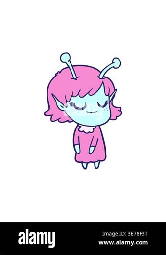 attention grabbing animation of smiling alien girl Stock Video Footage - Alamy