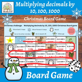 Multiplying Decimals by 10 100 1000 Winter Maths Board Game