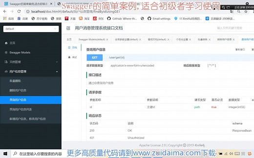 Swagger的简单案例,适合初级者学习使用