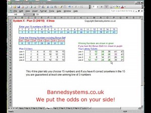 Lottery System X, computer program to analyse lottery results and predict future results.