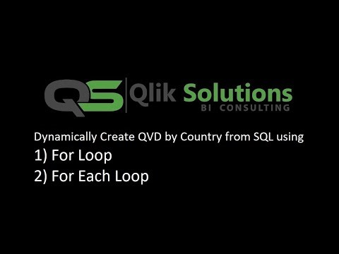 Qlik_035: Dynamically create QVDs for all countries from SQL data using For Loop and For Each Loop.