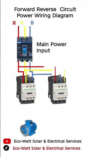 Forward Reverse Motor Power Wiring Diagram 3 Phase Motor Reversing Power Circuit #electricalcircuit