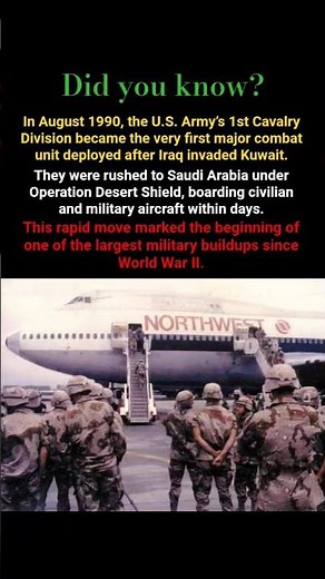 Did You Know the 1st Cavalry Was the First U.S. Unit Deployed in the Gulf War? #historyshorts
