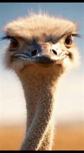 The ostrich kicks the hyena away