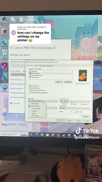 Replying to @Juliet kitty madden This is how I usually change my print settings on Windows desktop. I hope this helps! ☺️ #printertips #printingtips #stickerprinting #printingstickers