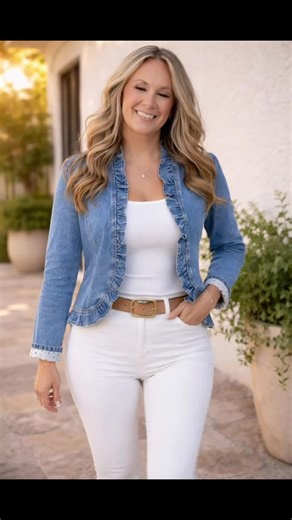 Stylish Ruffle Trim Denim Jacket for Every Occasion