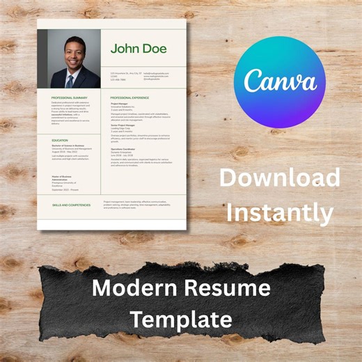 Project Manager Resume Template Canva | Professional Modern Resume | Editable Clean PM CV | Business Management Resume Design - Etsy