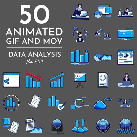 Animated Data Analysis Icon Pack | Looping GIF & MOV Graphics (digital Download) - Etsy Australia