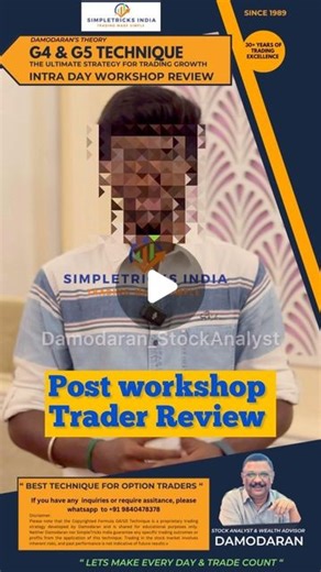 Damodaran S on Instagram: "Post workshop Trader review G4 - G5 Intra Day & S4 Swing Trading workshop The one and only Live Market workshop with real time example Next Batch Schedules : Beginners Market - May 5th - Online Webinar ( Link in Bio ) G4-G5 IntraDay - May 8th & 9th | Chennai S4 - Swing Workshop - May 10th | Chennai Details WhatsApp: +91 9840478378 Timings: 9am - 4pm The Ultimate strategy for Trading Growth Use the link in Bio to join our WhatsApp channel * limited slots only * #damodar