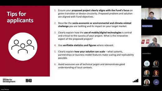 Webinar GSMA innovation Fund for Green Transition for Mobile Webinar 2 | GSMA - Mobile for Development