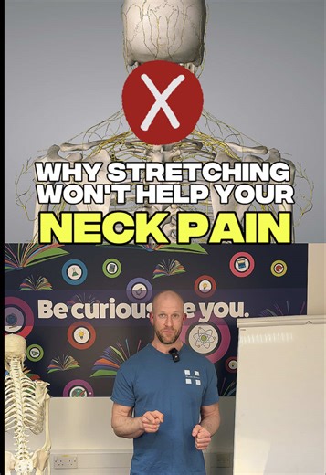 Neck pain isn’t a tight-muscle problem — it’s a nervous system problem. 🧠 If you’ve been stretching your neck, getting massages, or constantly “cracking” it but the pain keeps coming back… this is why. When you’re in pain, your body protects you by: 🔻 Switching some muscles off 🔺 Tightening others up That creates stiffness and fear of movement — not real strength. Real rehab isn’t about forcing range or chasing tight spots. It’s about building active tension that tells your nervous system: ✅ 