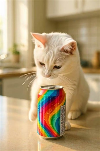 《Cat Taps Soda Can… Double Pop! 🐱🥤💥》