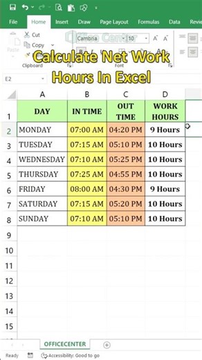 Excel: Calculate Net Work Hours INSTANTLY (Time Sheet Hack!) #excel #dataextractor #exceltips