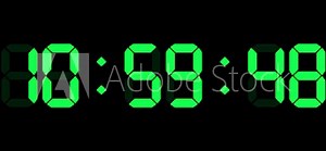 11 hour o'clock digital clock. Seconds count to eleven. Numerical electronic green display screen.