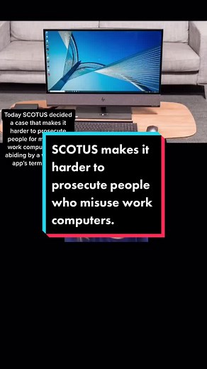 #news: #scotus makes it harder to prosecute people for #computer #fraud who misuse work computers. #criminallaw #lawschool #scotustok