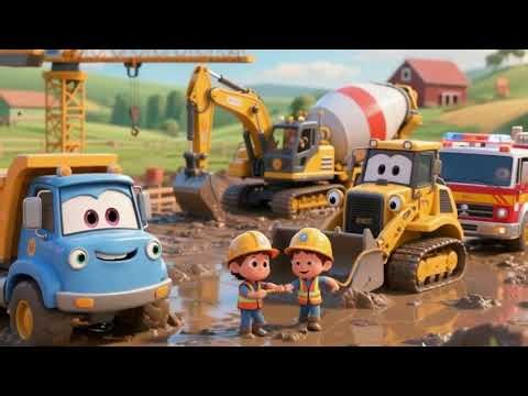 Construction Trucks to the Rescue! | Fun 3D Cartoon for Kids 🚧
