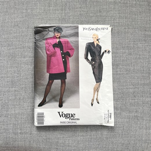 1990 Uncut Vogue Paris Original Pattern YSL 2581 Size 14 - 16 - 18 - Etsy