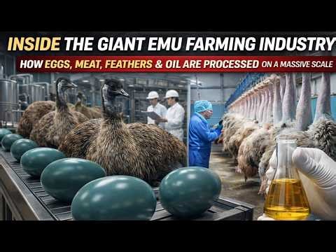 Inside the Giant Emu Farming Industry How Eggs,Meat, Feathers & Oil Are Processed on a Massive Scale