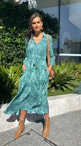 4K views · 64 reactions | search: Bonnie Green Leaf Midi Dress A trendy collared dress design with buttons down to the elastic stretch waist  A fun and easy way to add colour back into your wardrobe  Click here to shop AU: https://bit.ly/3xn3jac NZ: https://bit.ly/3HfaXI8 | Blue Bungalow | Facebook