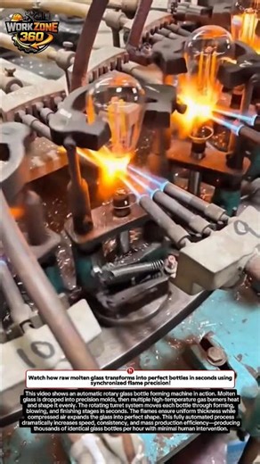 Insane Glass Bottle Machine! 3,000 Bottles/Hour?! 🔥 #manufacturing #satisfying #shorts