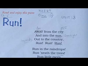 class 4 poem run unit 3 Run (poem) run poem question answer l Complit meaning
