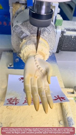 Watch a CNC Machine Carve an Ultra Detailed Hand Model With Incredible Precision