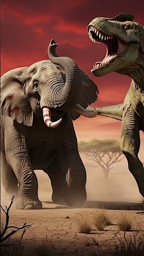 Epic Battle: T-Rex vs Giant Elephant!