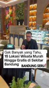 Bandung Seru on Instagram: "Lumayan kan 🙌🏻 15 Spot Wisata GRATIS di Bandung! Gak perlu keluar kota atau keluarin banyak biaya buat healing 😍✨ Cukup ke tempat-tempat ini yang tersebar di berbagai area Bandung! 📍 Kopo Area 🏖️ The Beach – Jl. Raya Kopo No.559, Babakan Ciparay 📍 Buah Batu / Bojongsoang Area 🌿 Podomoro Park – Jl. Podomoro Lengkong 🏫 Telkom University – Sukapura, Bojongsoang 🚰 PDAM Bojongsoang – Kec. Bojongsoang 📍 Cibeunying Area 🌳 The Park Jabar – Jl. Pahlawan No.70 🌲 Tam