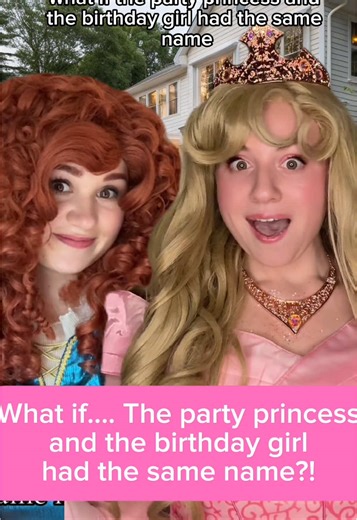 What if the party princess and birthday girl had the same name?!! 🩷 #partyprincess #merida #sleepingbeauty #funny