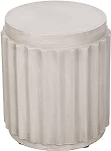 Afterglow Terrafab Material Outdoor Round Side Table, Natural Decorative Garden Stools, Unique End Table for Living Room Bedroom Patio Home Decor,Off-White