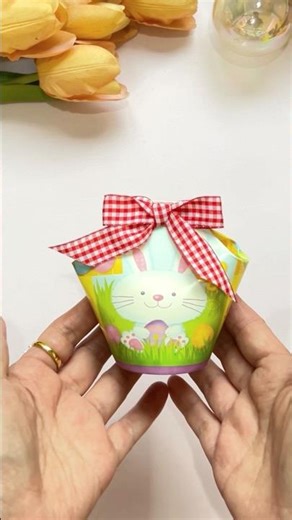 How to Make an Easter Bunny Treat Bag | DIY Paper Cup Craft | Open-Top Design #eastercrafts #easter
